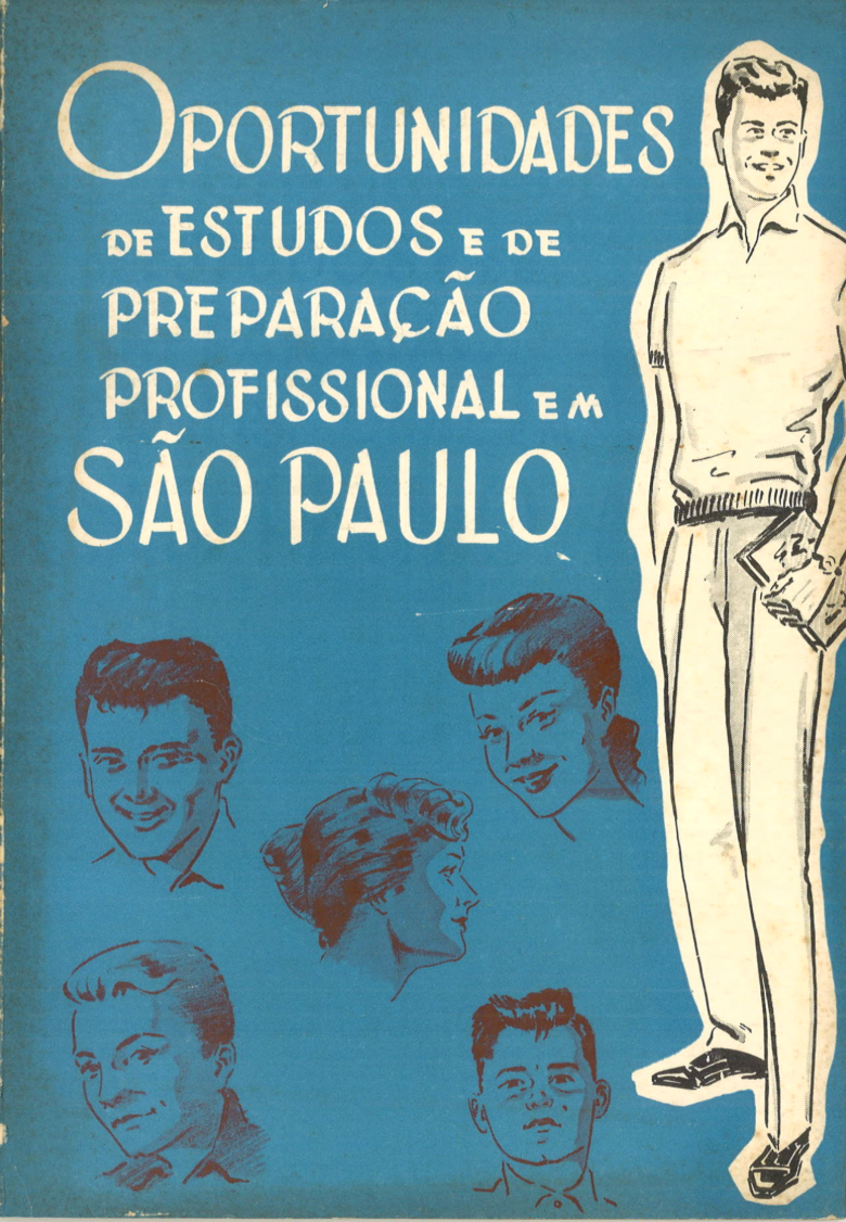 Figure 3. Book cover designed by Jaty Silva, held in an institutional collection. The cover corresponds to Opportunities for Study and Vocational Preparation in São Paulo, from the collection of Escola Técnica Carlos de Campos. Reproduction courtesy of the Escola Técnica Carlos de Campos collection.