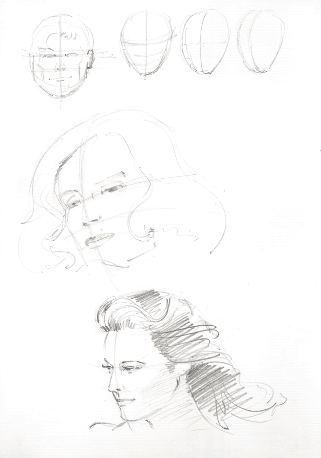 Figures 5-1, 5-2, 5-3, 5-4, 5-5 and 5-6. Collection of drawing exercises produced by Jaty Silva in class to demonstrate drawing techniques. Reproduction courtesy of Raquel Lopes, a former student of Jaty Silva in the 1980s.