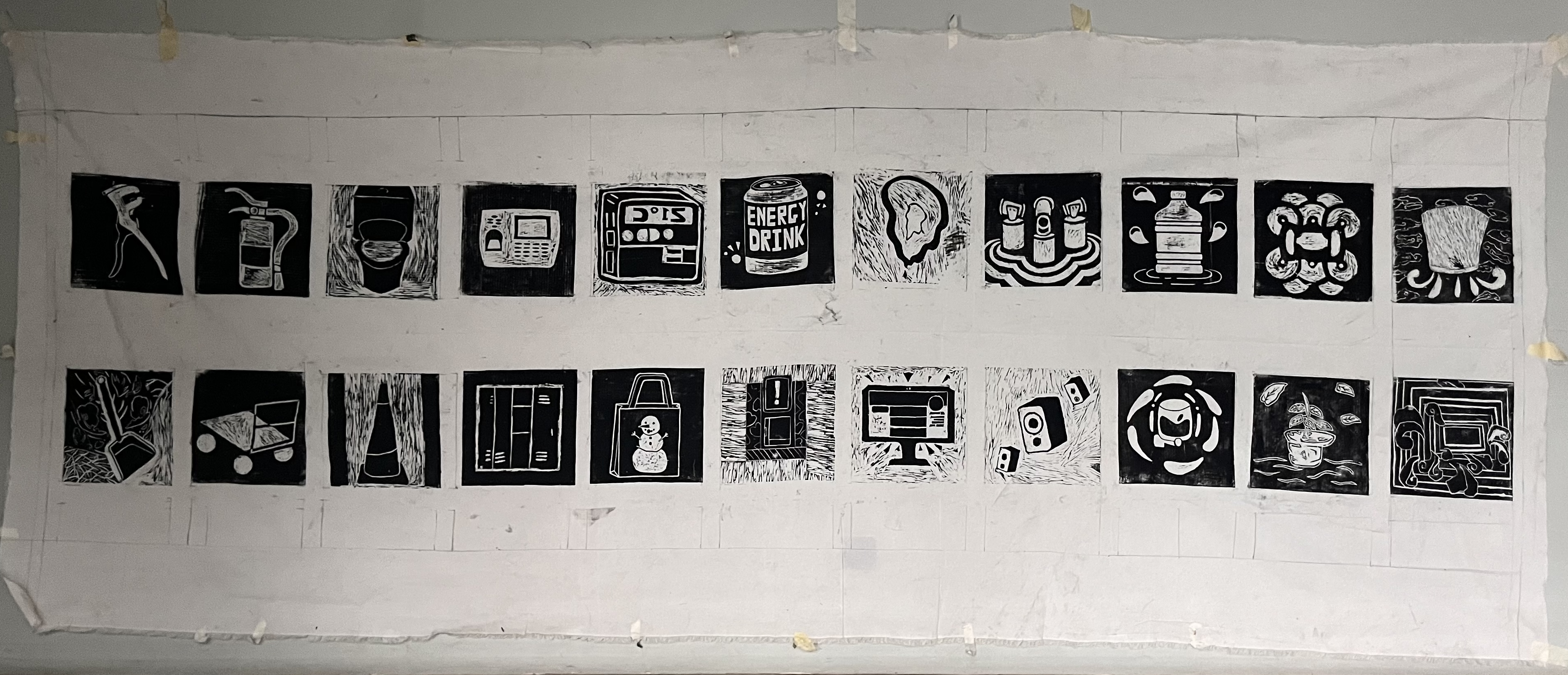 Figure 11. The result of collaborative printmaking based on everyday objects. Credit: Photograph by the author.