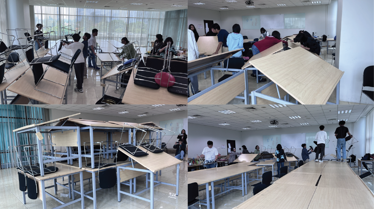 Figure 5. The process of 'hijacking' tables and chairs in the classroom. Credit: Photograph by the author.