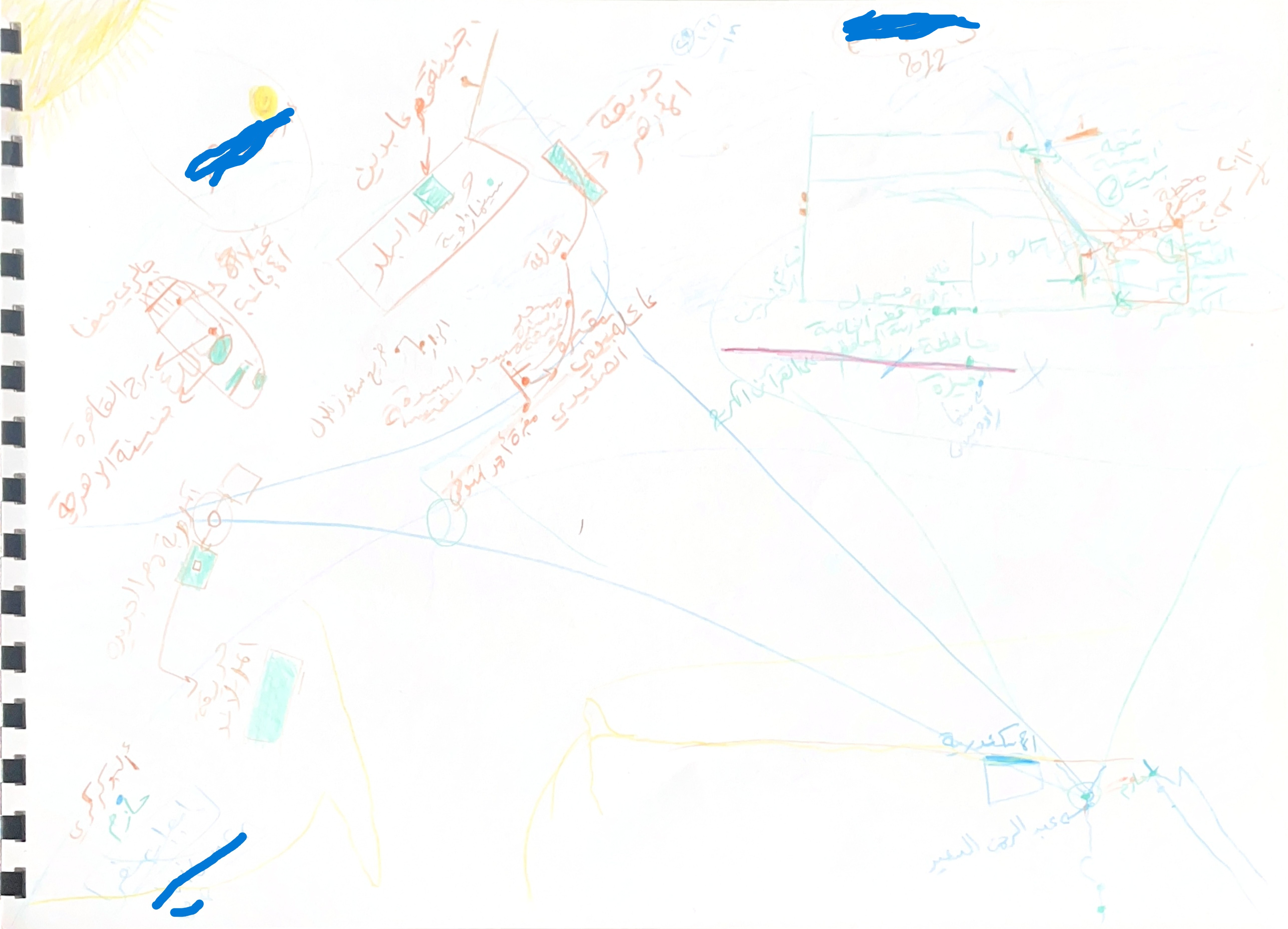 Figure 5. Omar's map, with identifying details redacted by the author. Image by Noa Jacobs-Latreche.