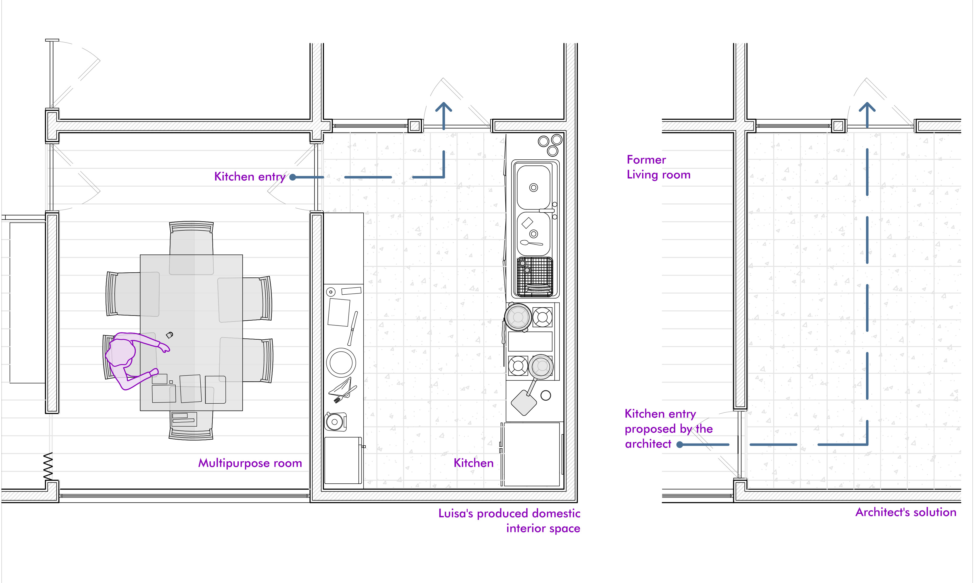 Figure 2. Possible door placements. Blueprint: the author, 2026.