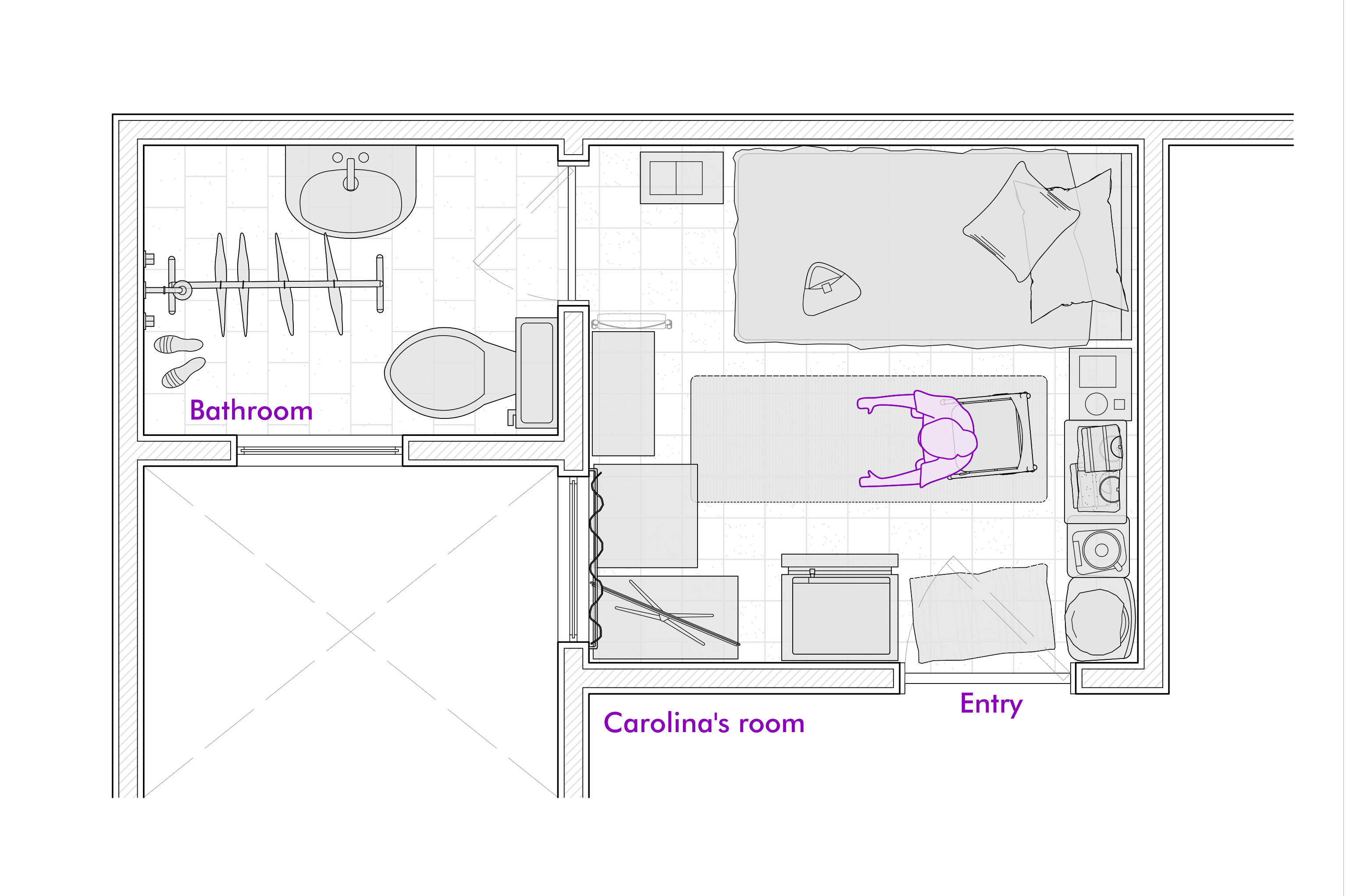 Figure 4. Carolina’s room floor plan. Blueprint: the author, 2026.